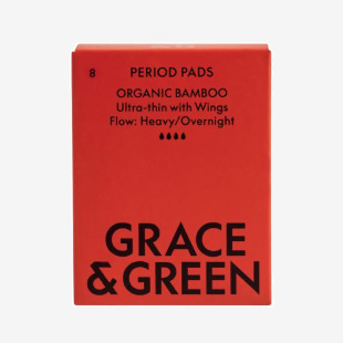 Grace and Green Organic Cotton Bamboo Heavy Period Pads (Pack of 8) GGBAMNIGHT05 EHC18210