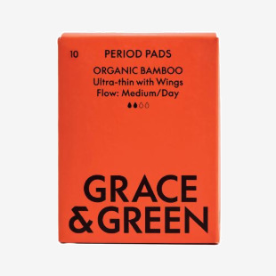 Grace and Green Organic Cotton Bamboo Medium Period Pads (Pack of 10) GGBAMDAY04 EHC03549