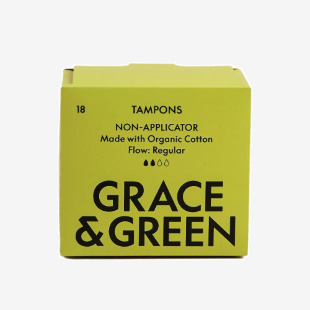 Grace and Green Organic Cotton Non Applicator Tampons Regular (Pack of 18) GG0TR001 EHC03532