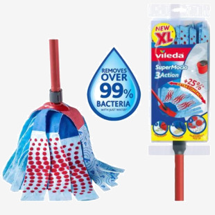 Vileda SuperMocio 3Action XL Includes Mop Head & Handle Machine Washable NWT3678
