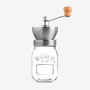 Kilner Branded Coffee Grinder Set with Glass 500ml0.5 Litre Screw Top Storage Jar (0025.785) - PACK (4) NWT7826P