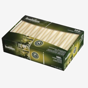 Bolsius Tapered Candles 10 Inch Ivory 7 Hour Burn (Pack of 100) NWT7938