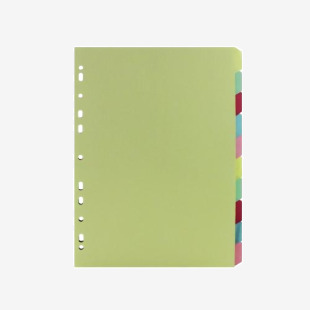 A4 Manilla Divider 110gsm 10-Part Green with Assorted Tabs ST05446 WX26082
