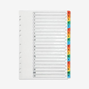 Q-Connect Index A4 Multi-Punched A-Z 20-Part Reinforced KF01523 KF01523