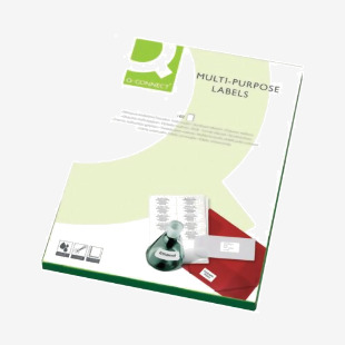 Q-Connect Multipurpose Copier Labels 105x37mm 16 Per Sheet White (1600 Pack) KF01132 KF01132