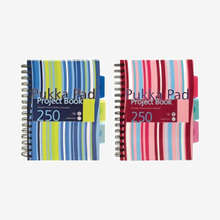 Pukka Pad Stripes Wirebound Hardback Project Notebook 250 Pages A5 BluePink (3 Pack) CBPROBA5 PP00659