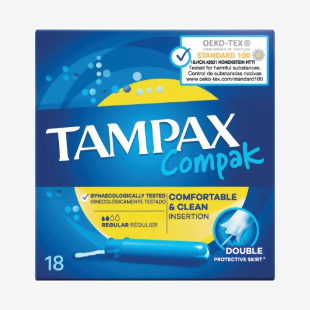 Tampax Compact Regular Applicator Tampons Box x18 (Pack of 6) 57763 PX70560