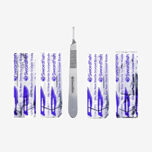 Swordfish Pro Scalpel No. 3 Handle + 4 Blades (Box of 10) 43110 43110