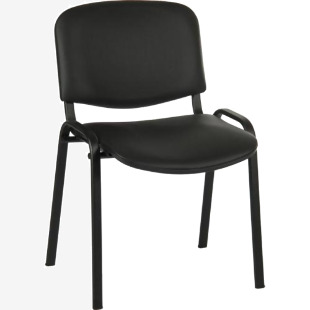 Teknik Office Conference Black PU Fabric Stackable Fully Assembled Chair with padded seat and backrest. (MOQ of 4 - priced individually) 1500PU-BLK