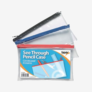 Tiger See Through Pencil Case 200 x 125mm (Pack of 12) 300794 TGR7942