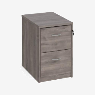 Wooden 2 drawer filing cabinet with silver handles 730mm high - Grey Oak LF2GO