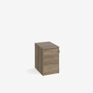 Wooden 2 drawer filing cabinet with silver handles 730mm high - Nebraska Oak LF2NO