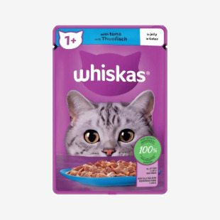 Whiskas 1+ Cat Food Tuna In Jelly 85g Pouch (Pack of 28) 505406 RTC15525