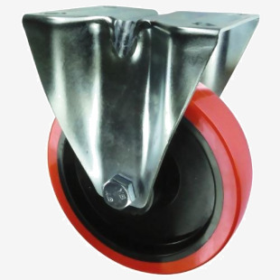 Medium Duty Pressed Steel Fixed Castor, 160mm Polyurethane Tyred Wheel 395075