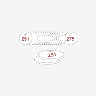 27 mm Dia. Traffolitetags - Red White (251 to 275) 407108