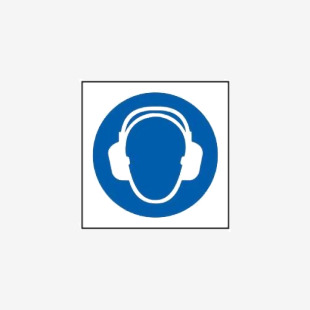 Wear Ear Protection Symbol - Sav (100 X 100mm) 419586