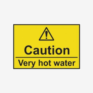 Caution Very Hot Water - 1.2mm Recyclable Pp (75 X 50mm) 420082
