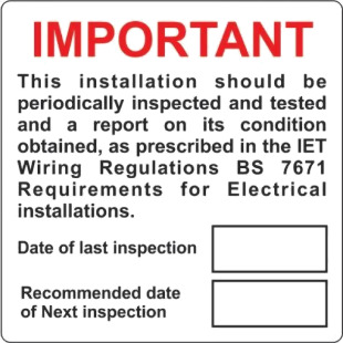 Important Periodic Inspection - Pack Of 5 Sav (75 X 75mm) 423421