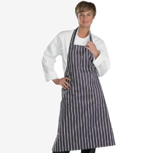 Chefs Butcher Bib Apron 31 X 40 Blue White Stripe 428697