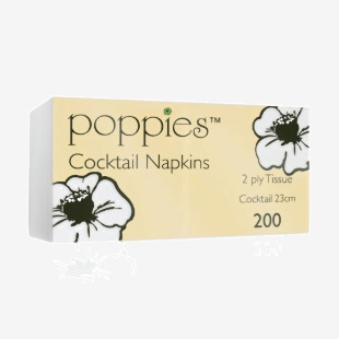 Poppies Cocktail Napkins White (Pack of 2000) 2424WH2 PIE32725