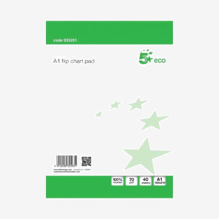 5 Star Eco Recycled Flipchart Pad Perforated 40 Sheets A1 GreenWhite (Pack of 5) FS930261