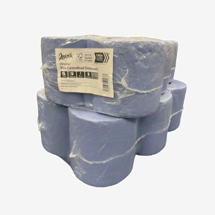 2Work 2-Ply Embossed Centrefeed Roll 50m Blue (Pack of 6) 2W10167 2W10167