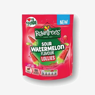 Nestle Rowntrees Sour Lollies Watermelon Flavour Pouch 130g 12627089S NL94211