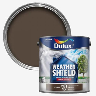 Dulux Weather Shield Exterior High Gloss Paint, Conker, 2.5 L 037630