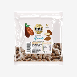 Biona Organic Milk Chocolate Covered Almonds 70G Pack of 12