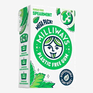 Milliways Plastic Free Chewing Gum Spearmint Megapack 60G Pack of 20