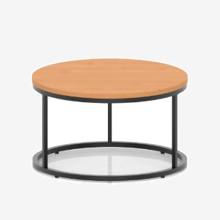 Impulse 800mm Round Coffee Table With Metal Frame Beech Top Black Leg I006668
