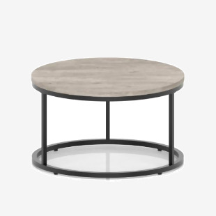 Impulse 800mm Round Coffee Table With Metal Frame Grey Oak Top Black Leg I006669