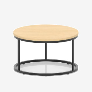 Impulse 800mm Round Coffee Table With Metal Frame Maple Top Black Leg I006670