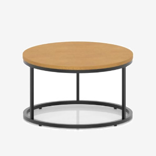 Impulse 800mm Round Coffee Table With Metal Frame Oak Top Black Leg I006671