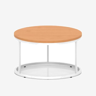 Impulse 800mm Round Coffee Table With Metal Frame Beech Top White Leg I006674