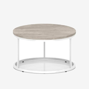 Impulse 800mm Round Coffee Table With Metal Frame Grey Oak Top White Leg I006675