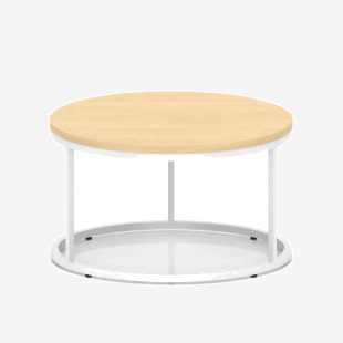 Impulse 800mm Round Coffee Table With Metal Frame Maple Top White Leg I006676