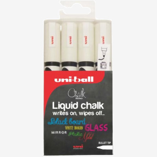 Uni-ball PWE-5M Chalk Marker Medium Bullet Tip White Pack of 4  153494342