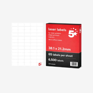 5 Star A4 Sheet Labels 38.1x21.2mm Pack of 6500 FS679676 FS679676