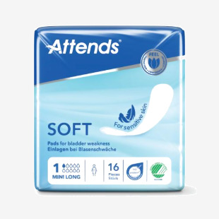 Attends Soft Sanitary Pads Long Size 1 Mini (Pack of 16) 204863 ATN20456