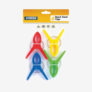 Status Multi Coloured Beach Towel Clip Assorted (Pack of 4) SCLIPBEACHTC STS22914