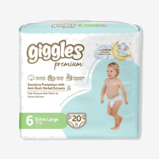 Giggles XL Nappies 15+kg Twinpack (Pack of 20) 2121 TSL20692