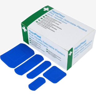 HypaPlast Blue Plasters, Visually Detectable, Washproof (100 Pack) SAF0027