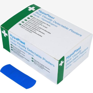 HypaPlast Blue Plasters, Visually Detectable, 7.2 x 2.5cm (100 Pack) SAF0060