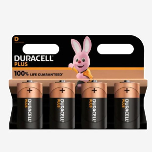 Duracell Plus D Battery (Pack of 4) NWT3980