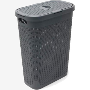 Addis Rattan Charcoal Slim Laundry Hamper 40 Litre NWT4903