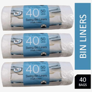 Tidyz 50 Litre Capacity Fragranced Jumbo Swing Bin Liners 40s - PACK (20) NWT7720P