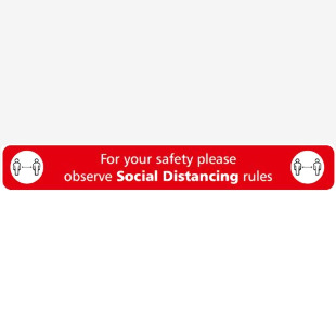 SECO Social Distancing Red Floor Sign 600x80mm with anti-slip laminate