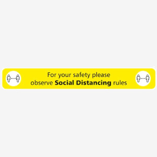 SECO Social Distancing Yellow Floor Sign 600x80mm with anti-slip laminate