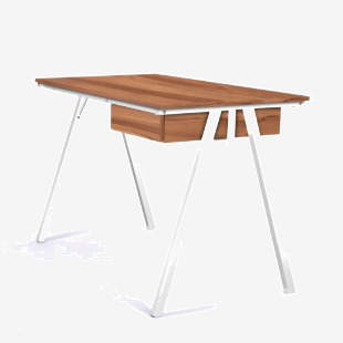 Nautilus Designs Tyrol Compact Workstation with Suspended Underdesk Drawer - White Frame - Walnut Finish BDW/I201/WH-WN